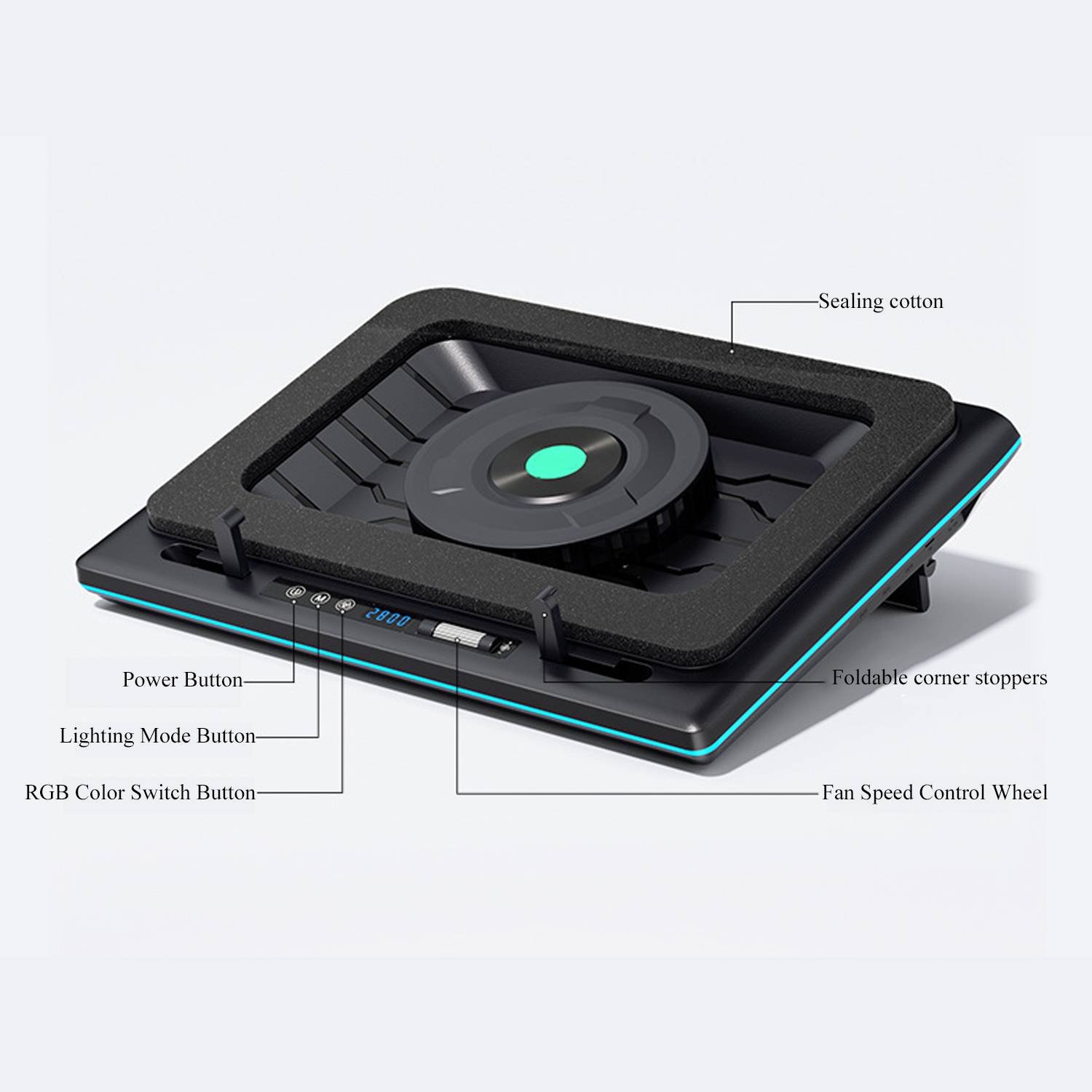 RGB Laptop Cooling Pad with Turbo Fan & Adjustable Stand 6