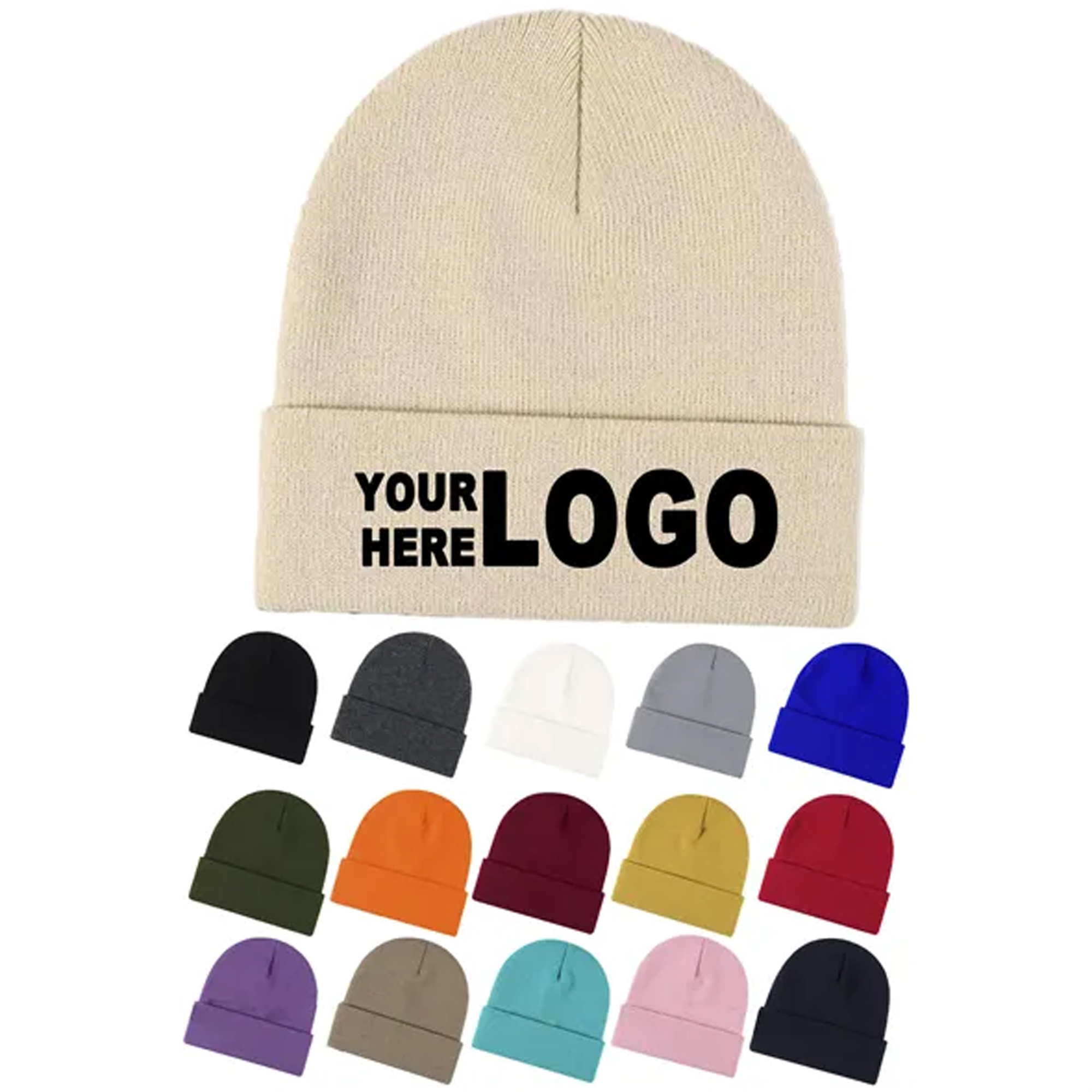 Unisex Cuffed Acrylic Knit Beanie 2
