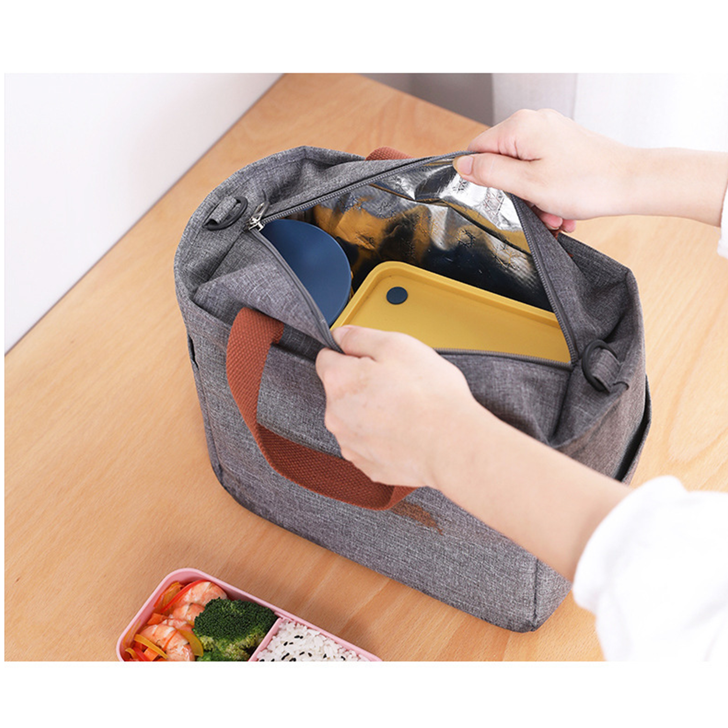 Reusable Insulated Cooler Lunch Bag Container 4