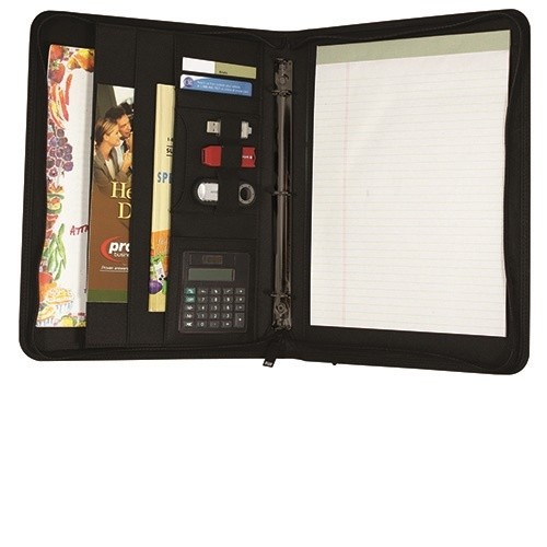 Deluxe Padfolio with 1" 3 Ring Binder/ Calculator & Zipper Closure 5