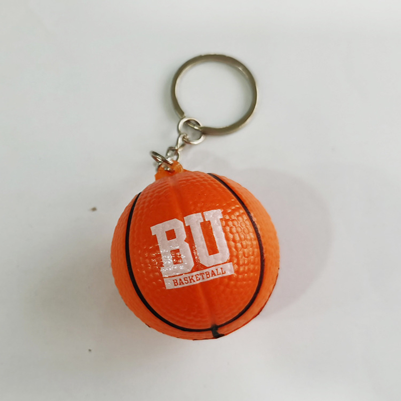 Mini PU Basketball Stress Relaxable Ball w/Key Chain 3