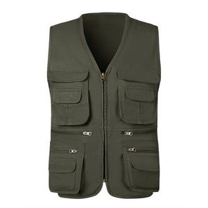 Men's Multi Pockets 100% Cotton Cargoes Fisherman Vest 7