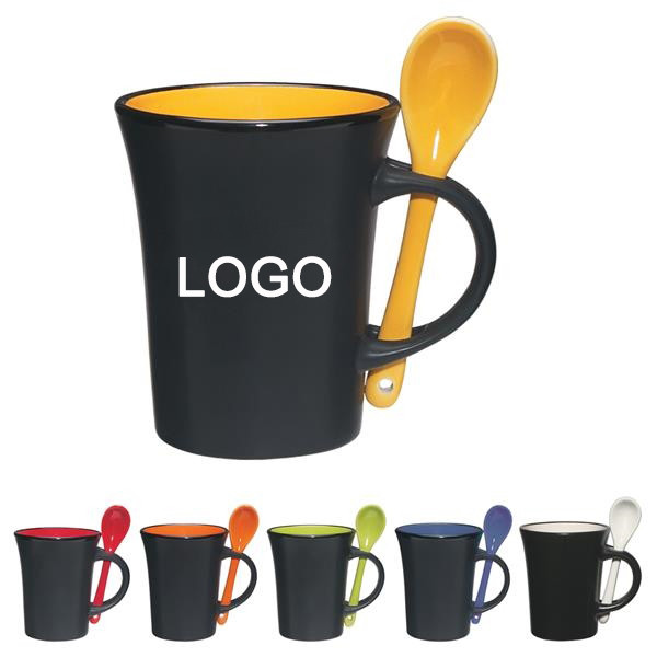 11 Oz Ceramic Mug w/ Spoon 1