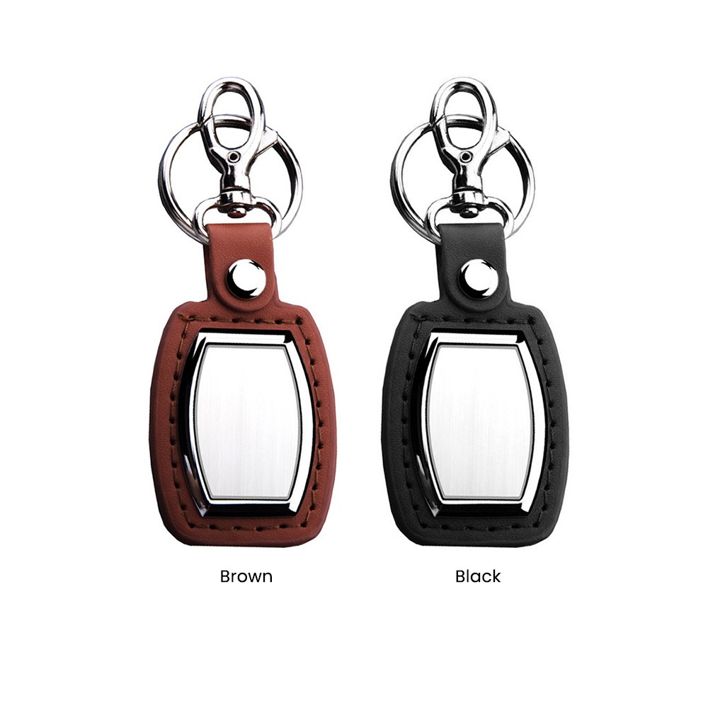 Leather And Brushed Plate Keyring Gift Keychain 3