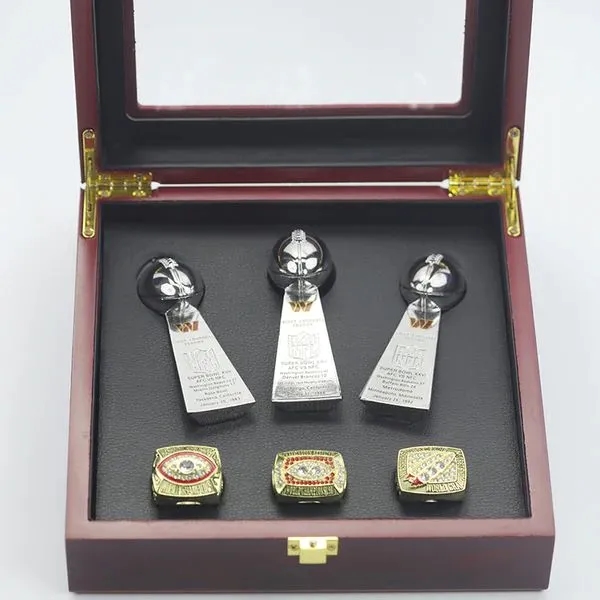 3 Washington Commanders Championship Ring Set w/ 3 Trophies 1