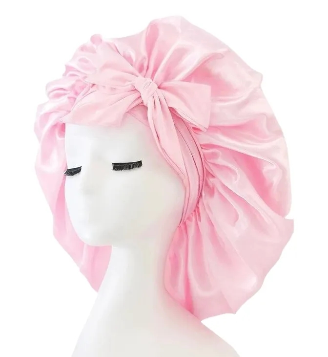 Simulated silk beauty hair care wide brimmed headscarf night 3