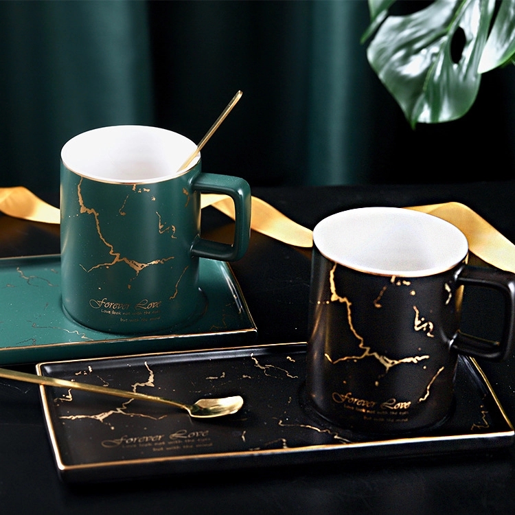 Custom 9 oz Ceramic Coffee Mug Saucer Set 3