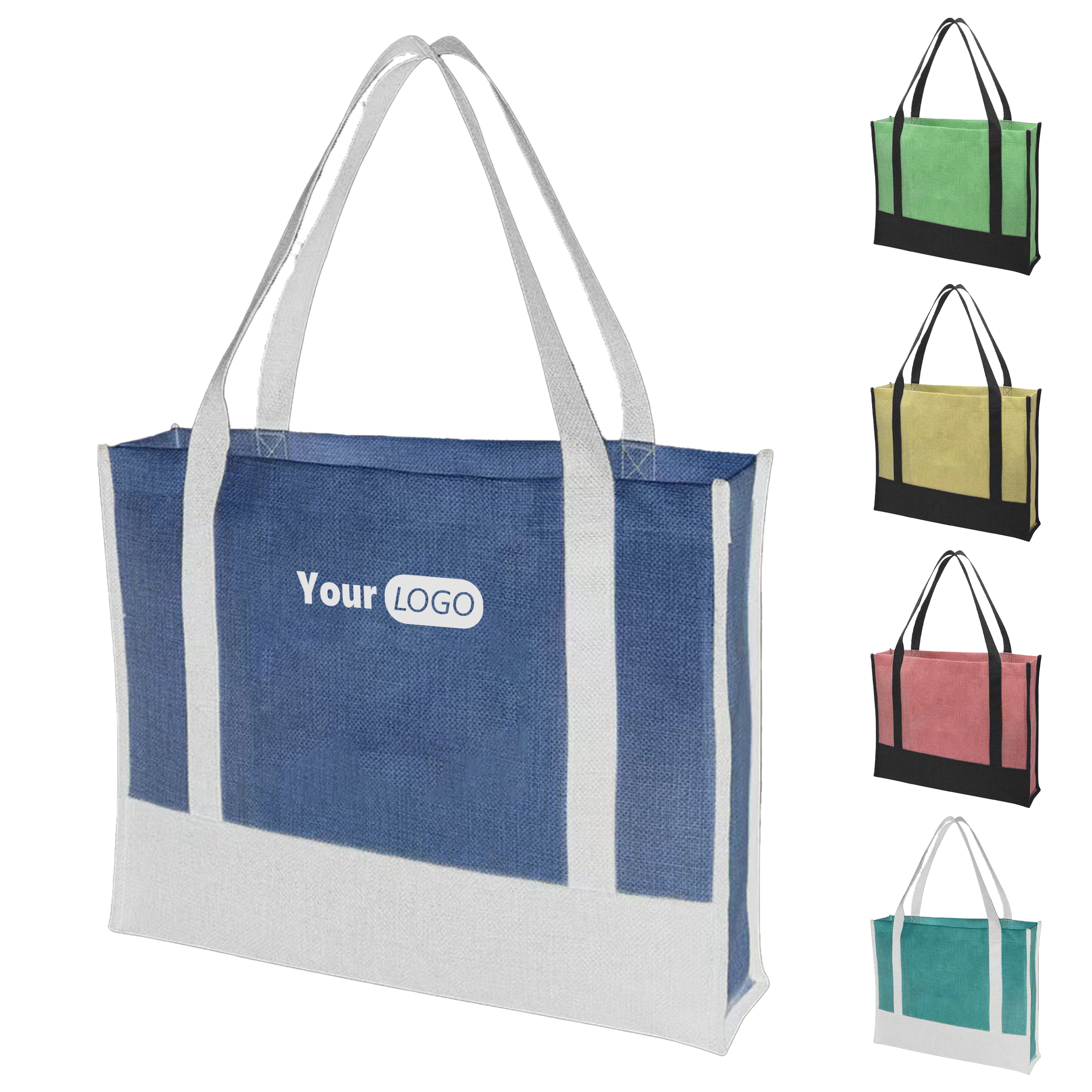 Polyester Eco-Friendly Jute Tote, custom tote bag with logo imprint 2