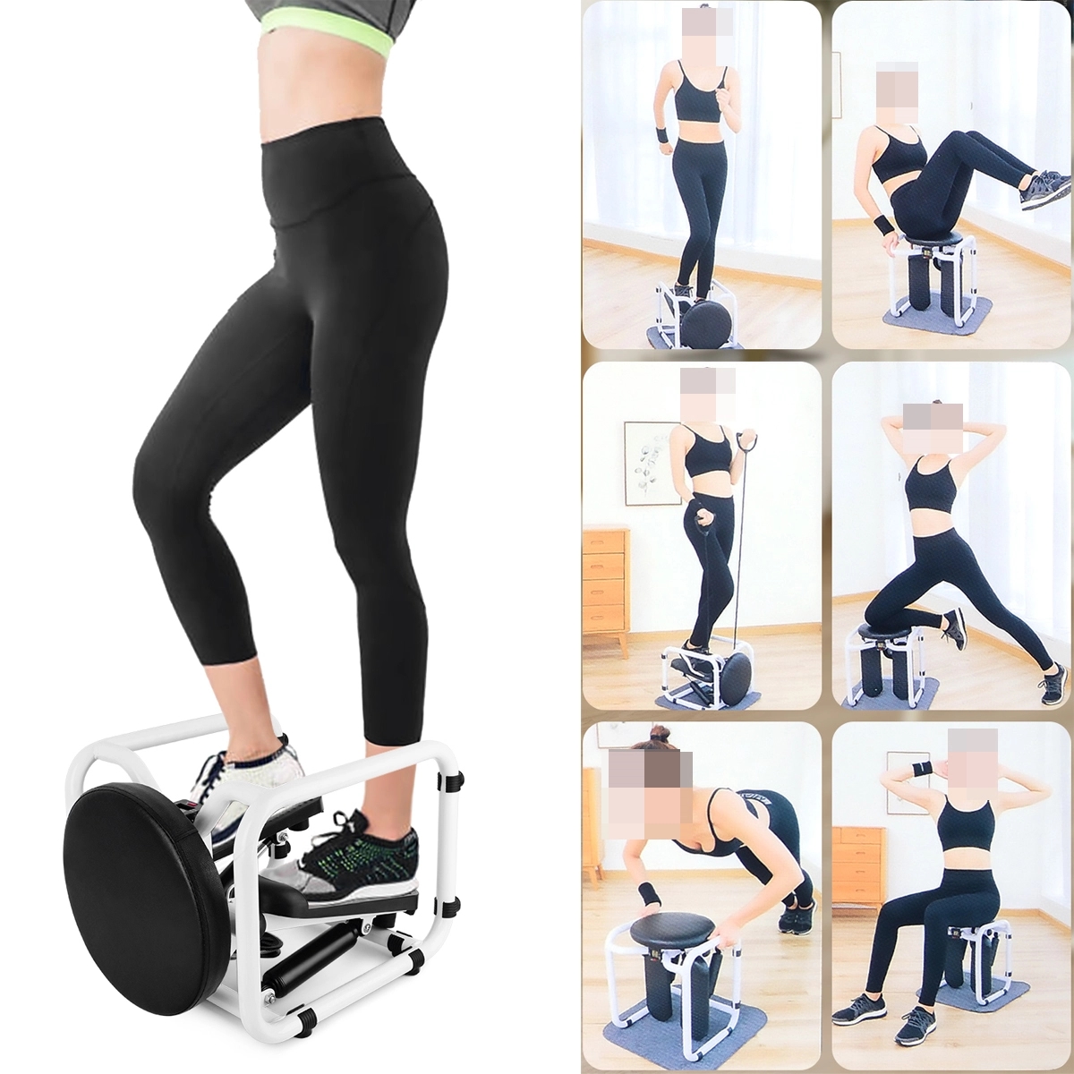 Mini Twist Stepper Workout Chair Seat With Resistance Bands 4