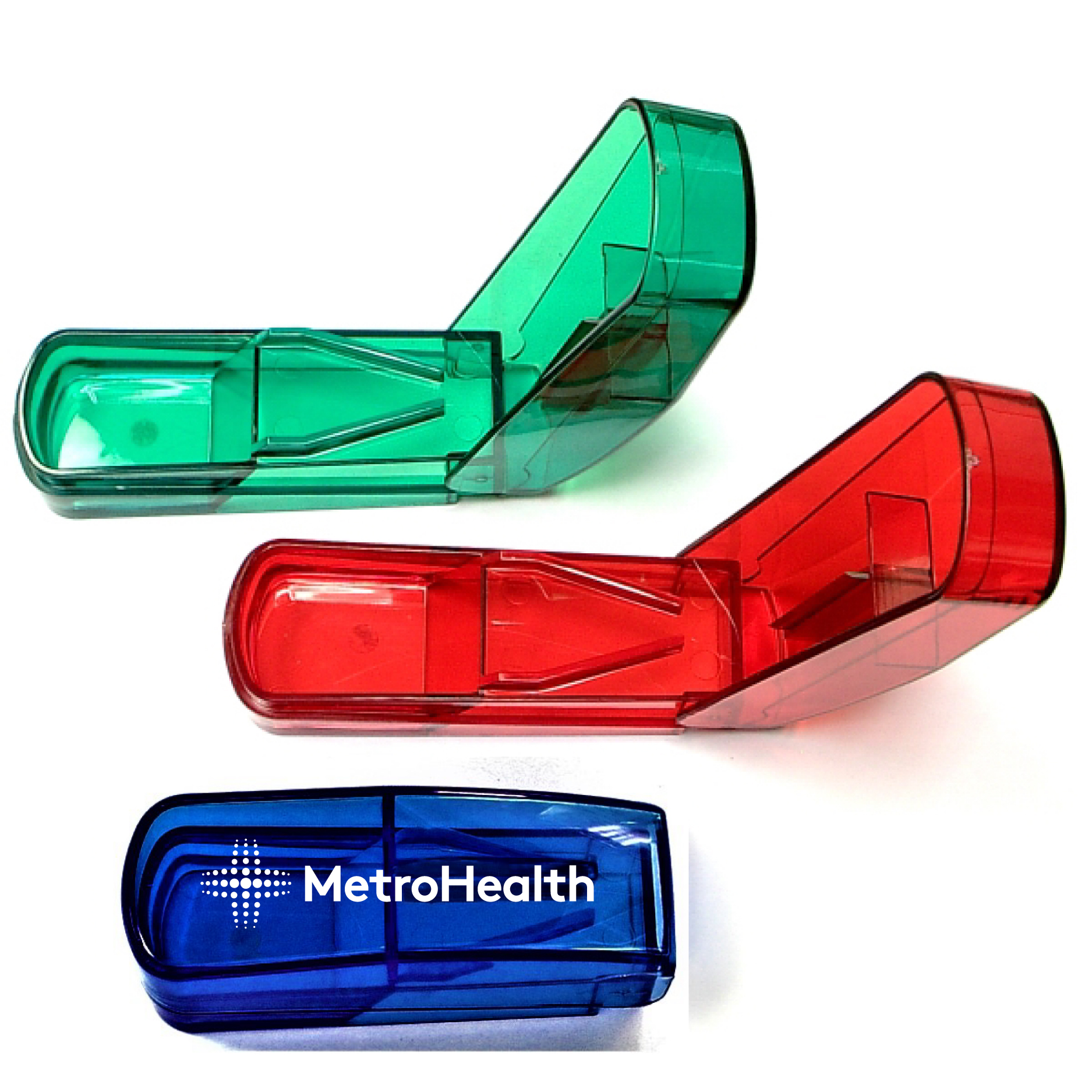 Pill box with cutter.