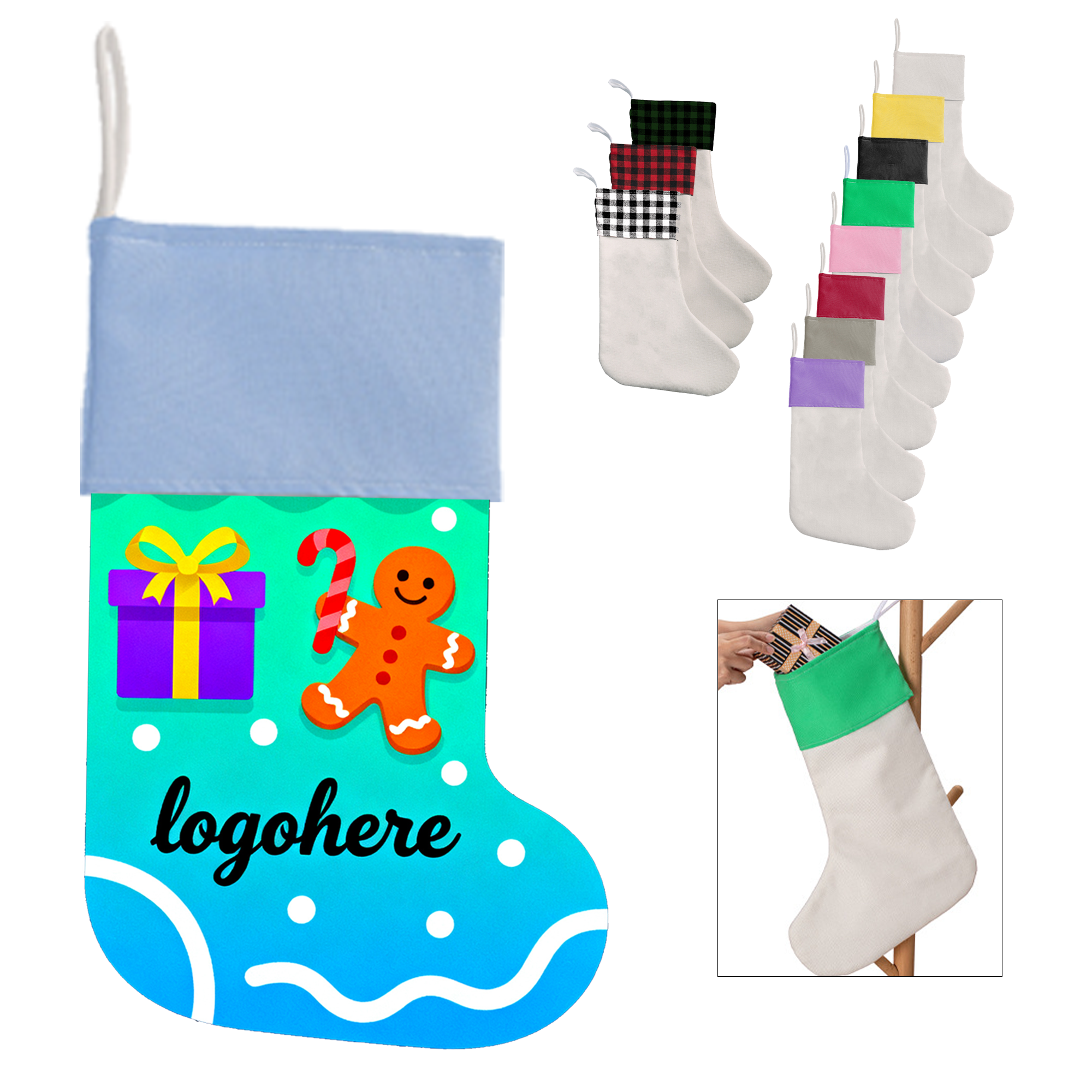 Premium Linen Blend Christmas Stocking with Full Print 5