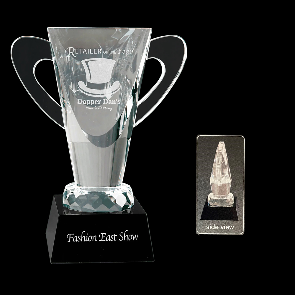 6-1/2" Optical Crystal Cup on Black Pedestal Base. 3
