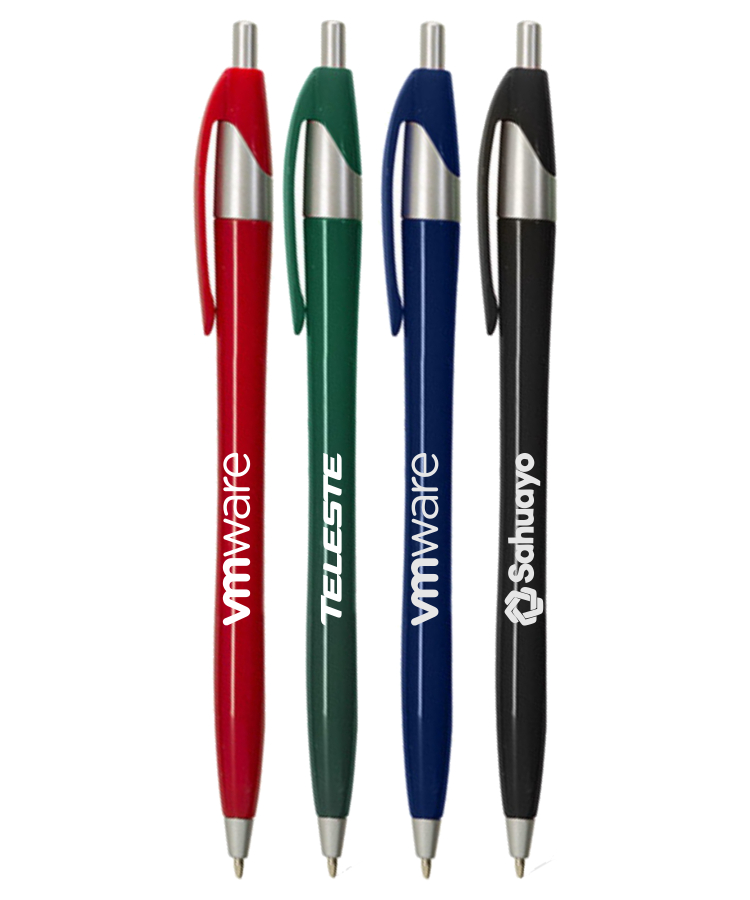 Union Printed Colored Elegant Click Pens with Silver Trim 2