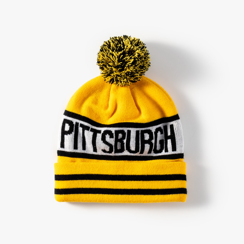 Acrylic Knit Cap With Fur Ball 2