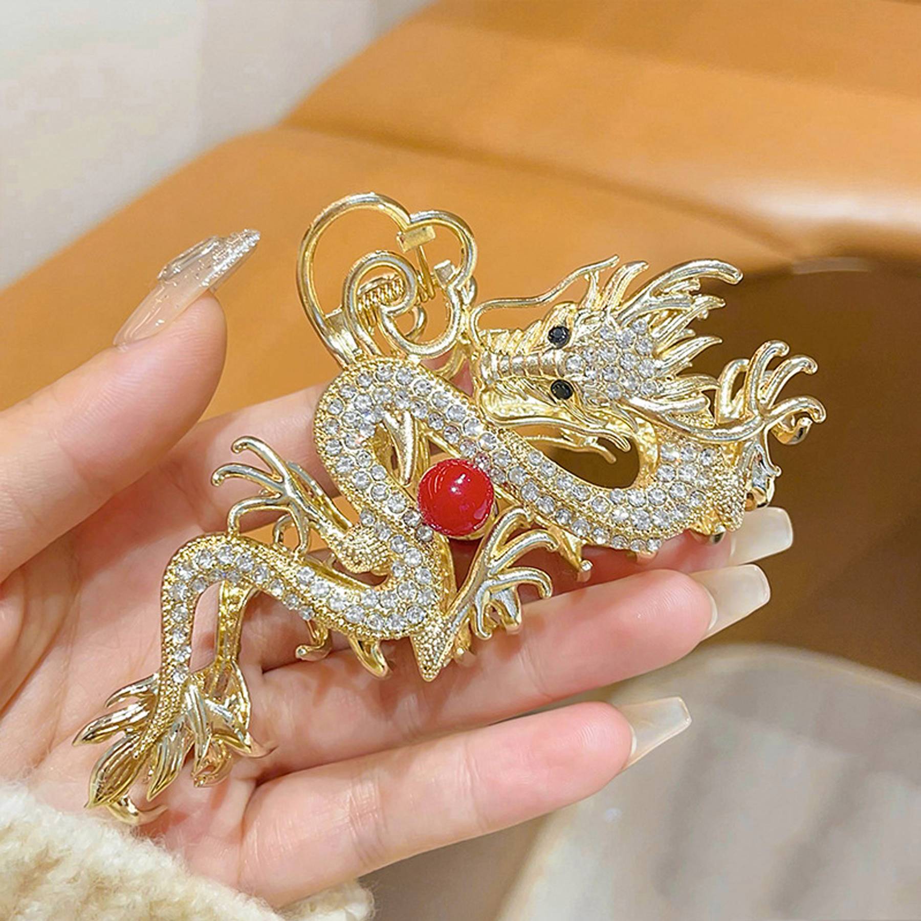 Exquisite Zodiac Dragon Design Hair Clip 3