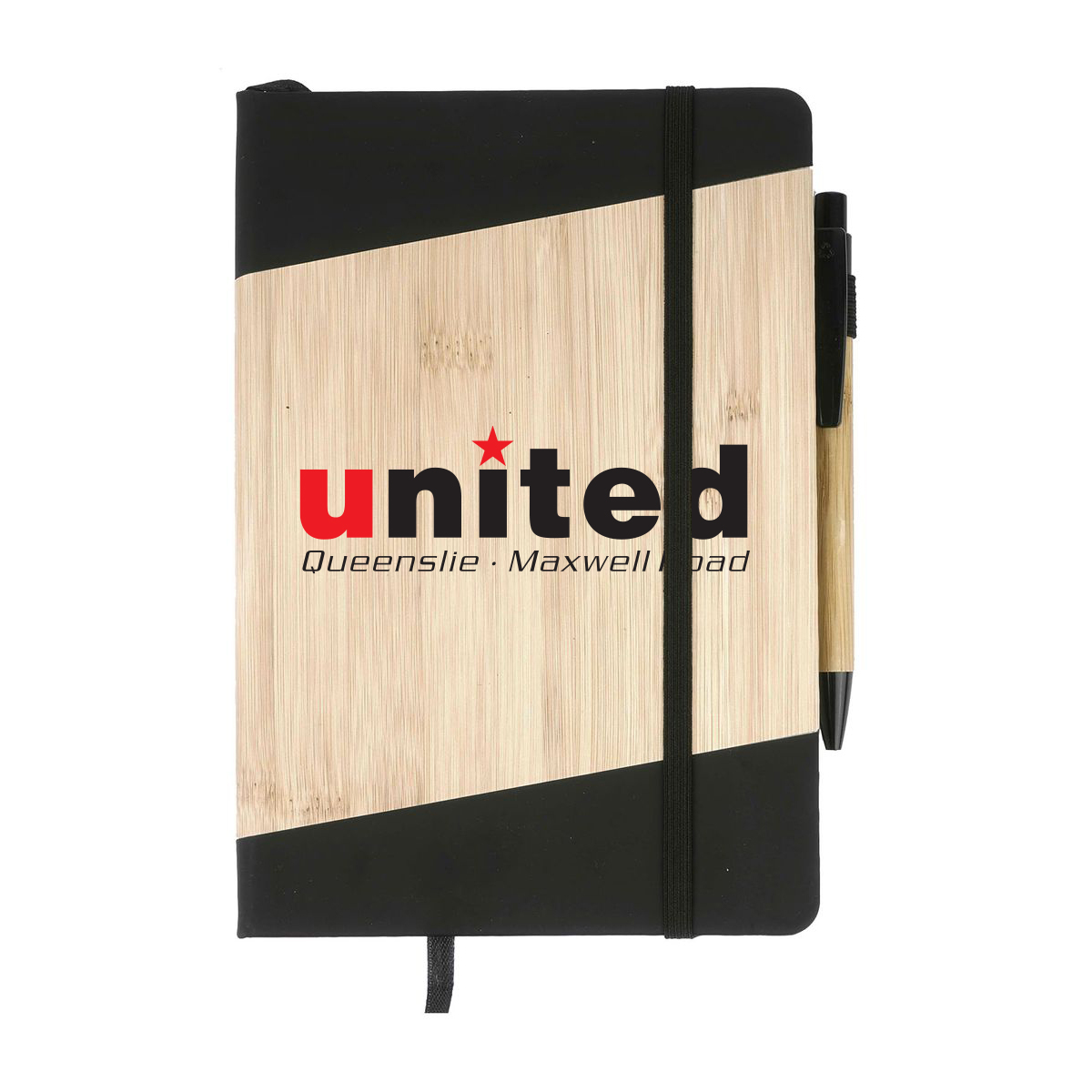 Bamboo Look PU Journal with Matching Strap Closure, Bookmark & Pen Loop 7