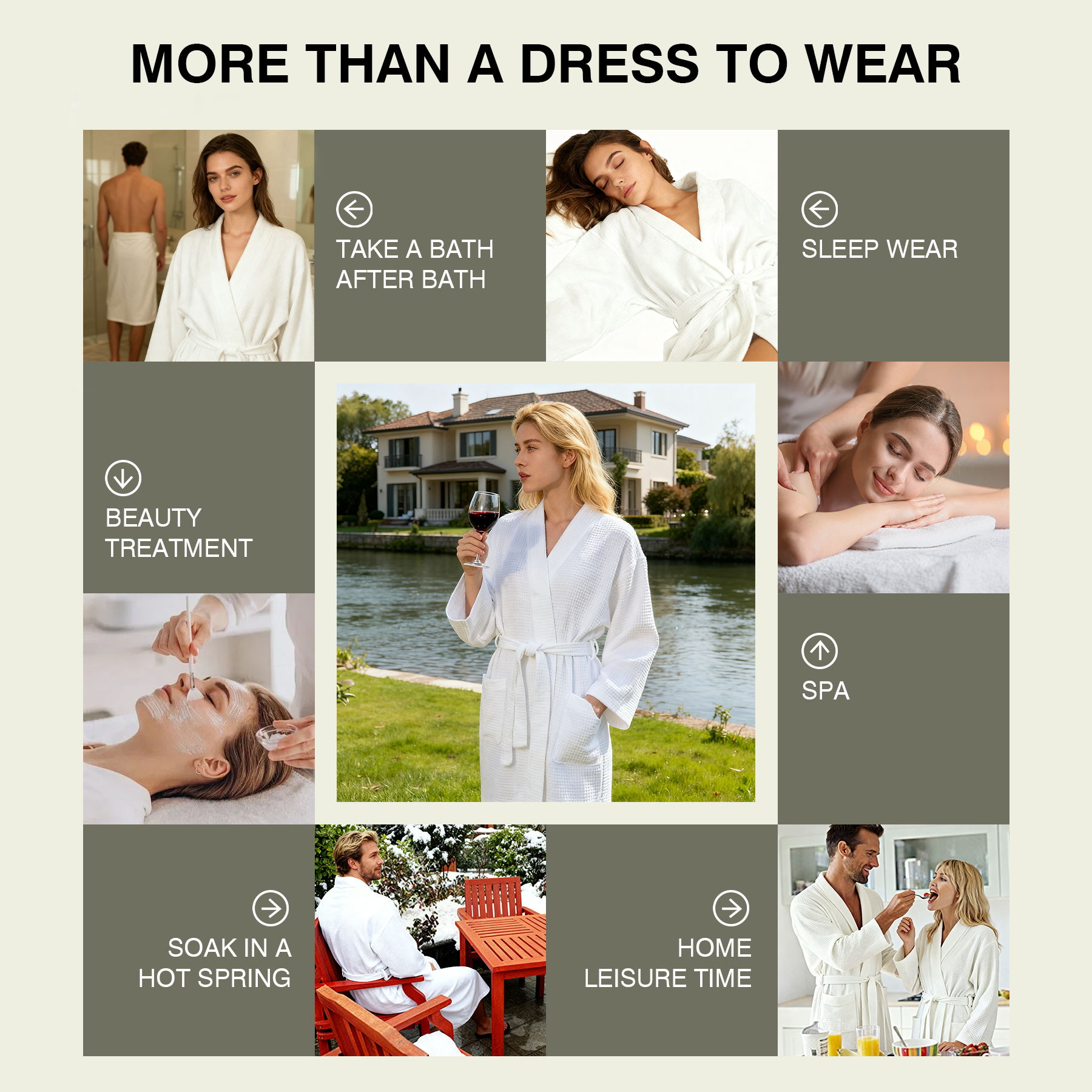 100% Cotton Waffle Kimono Robe 9