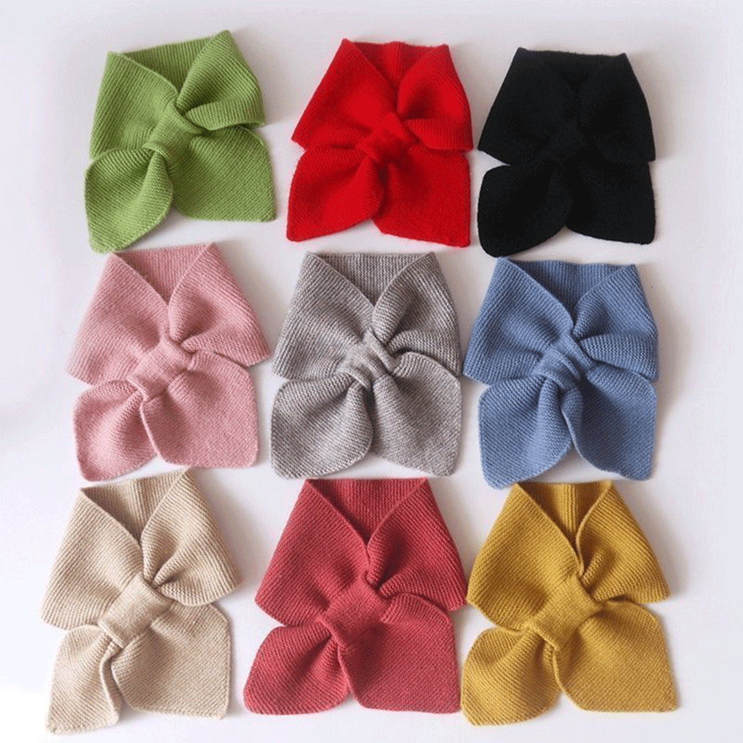 Winter women neck warmer soft knit bow shape colored Scarf 15
