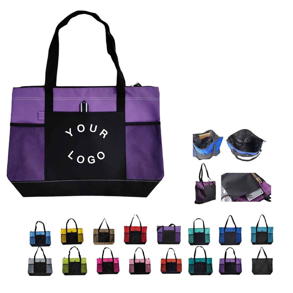 Zippered Polyester Tote for Office or Errands 25