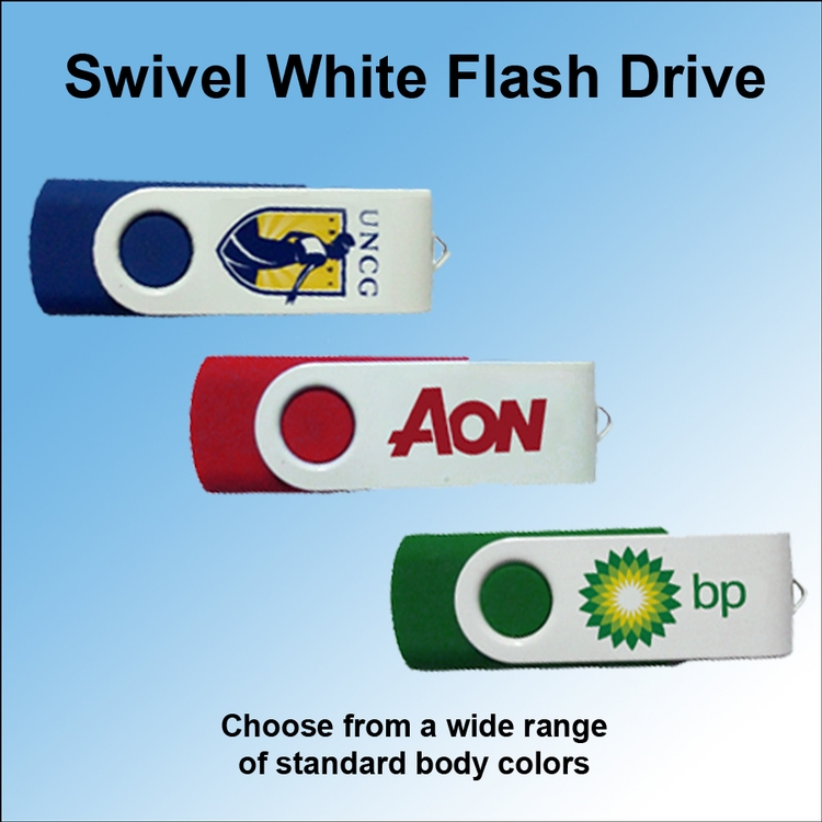 Swivel White Flash Drive / USB - 64 GB Memory