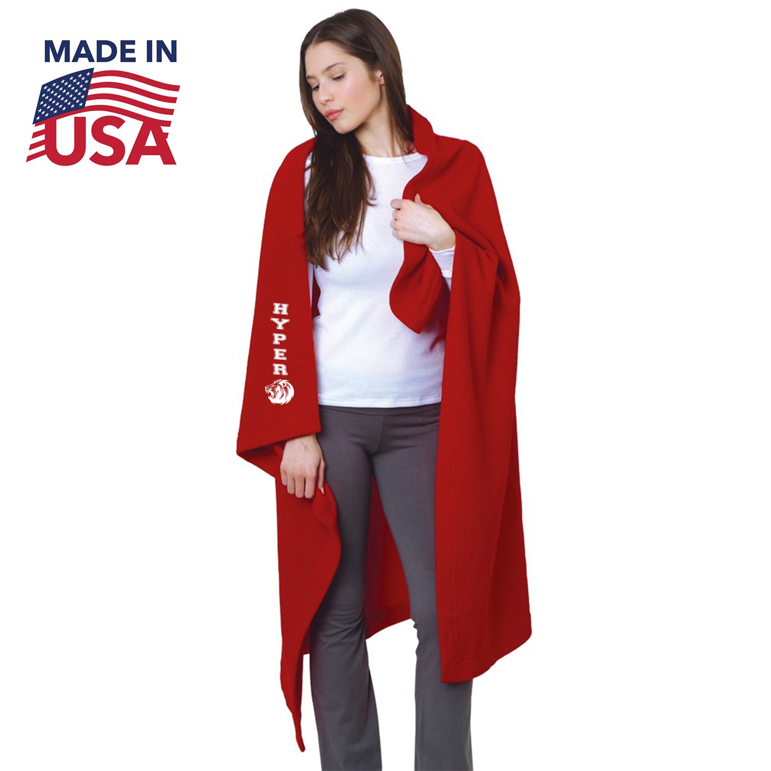 48″ X 60″ USA-Made Pre-Shrunk Stadium Fleece Blanket 1