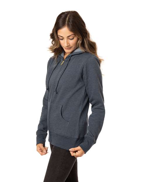 Women's Heathered Full-Zip Hooded Sweatshirt - EC4580 5