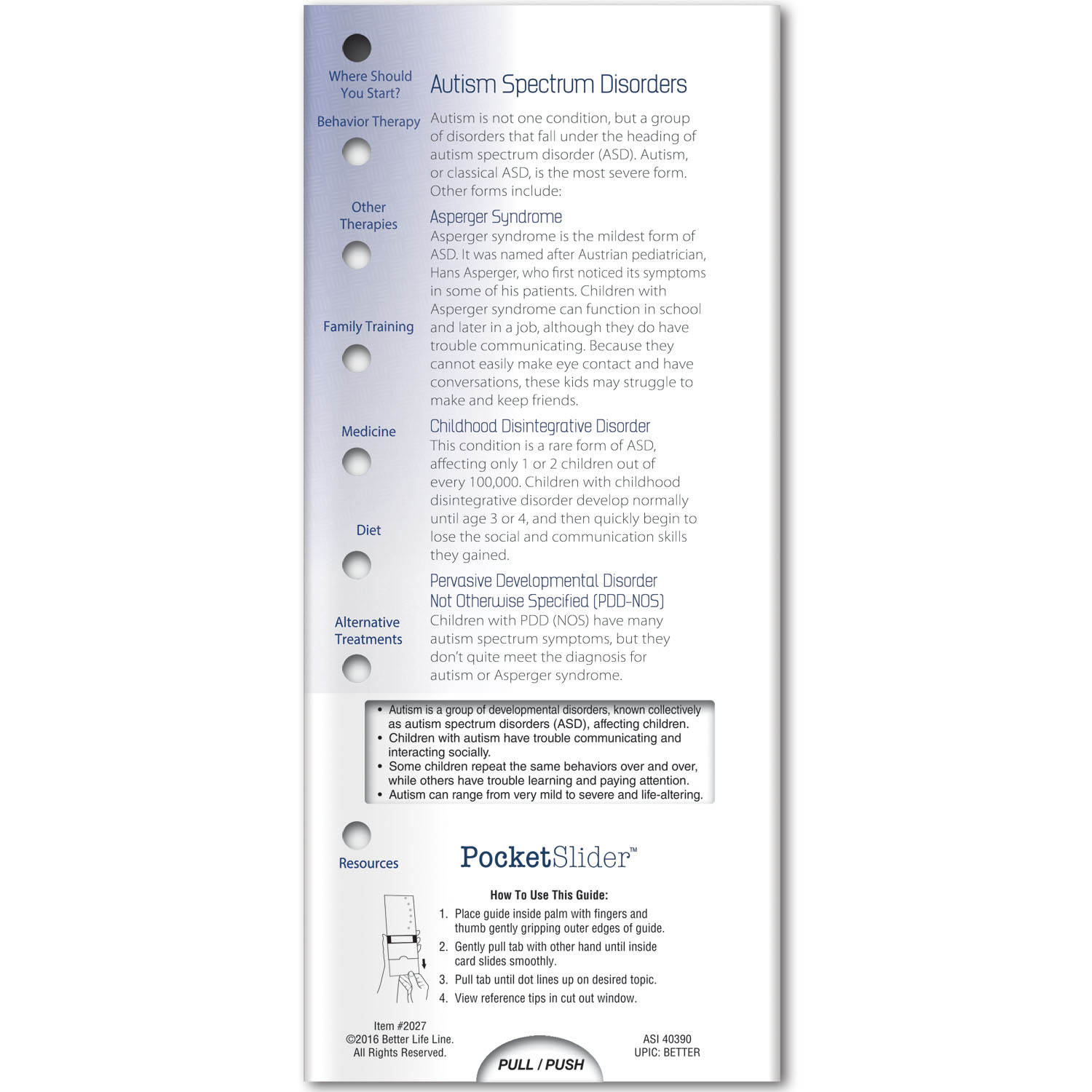 Pocket Slider - Parent's Guide: If You Think Your Child Has Autism 3