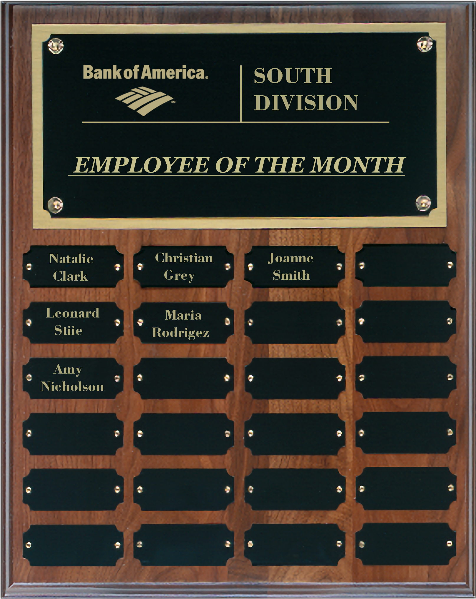 Step Edge Genuine Walnut 24 Plate Perpetual Plaque (12" X 15") 5