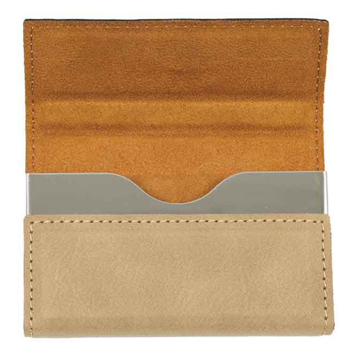 Light Brown Leatherette Business Card Holder 3