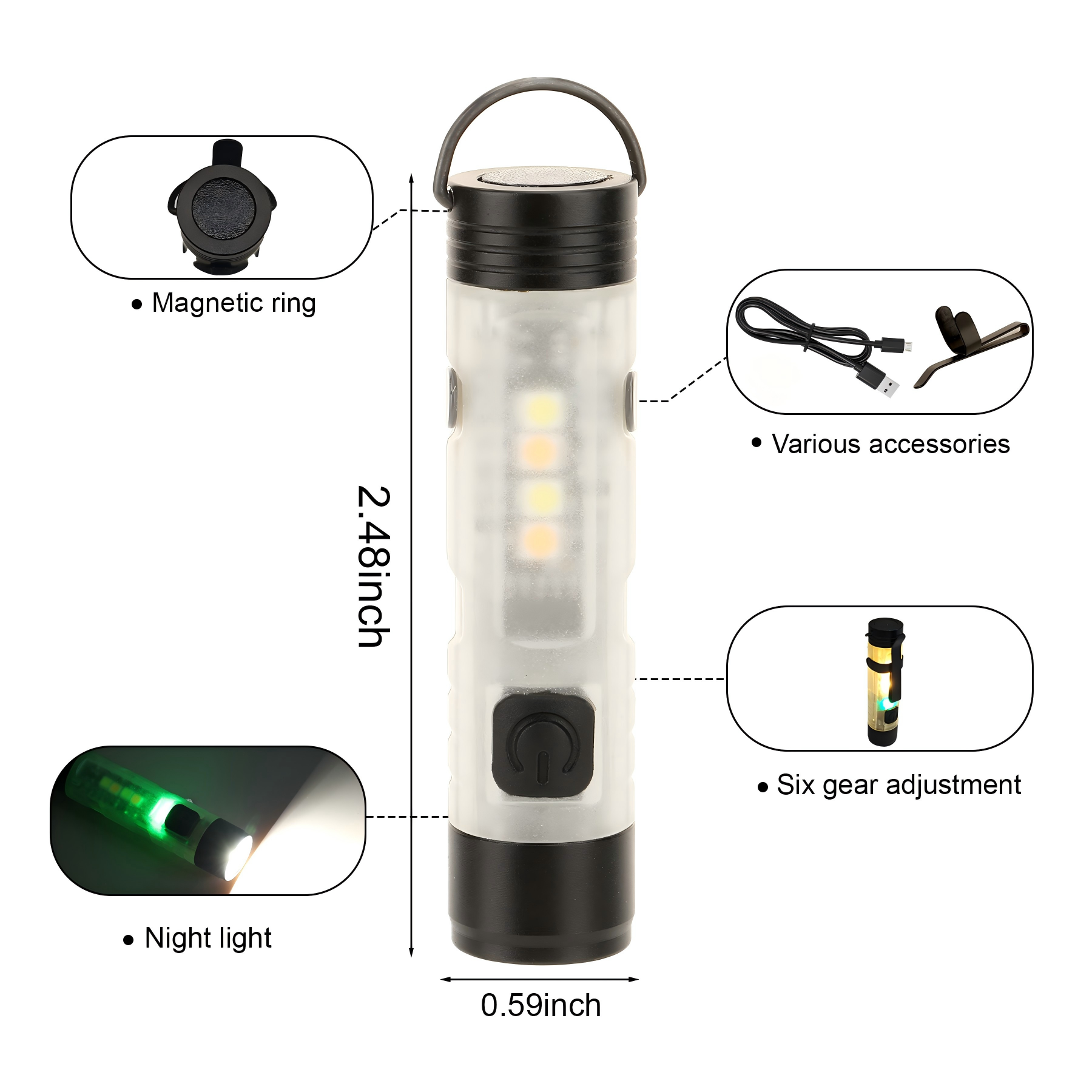 Functional Camping Flashlight Key Chain 2