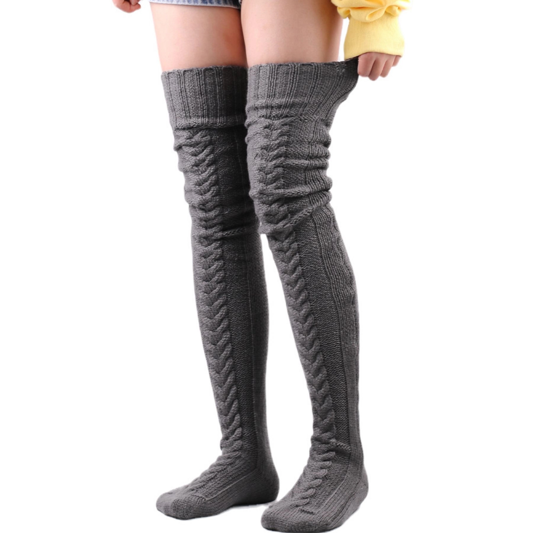 Women'S Cable Knitted Thigh High Boot Socks Extra Long 4