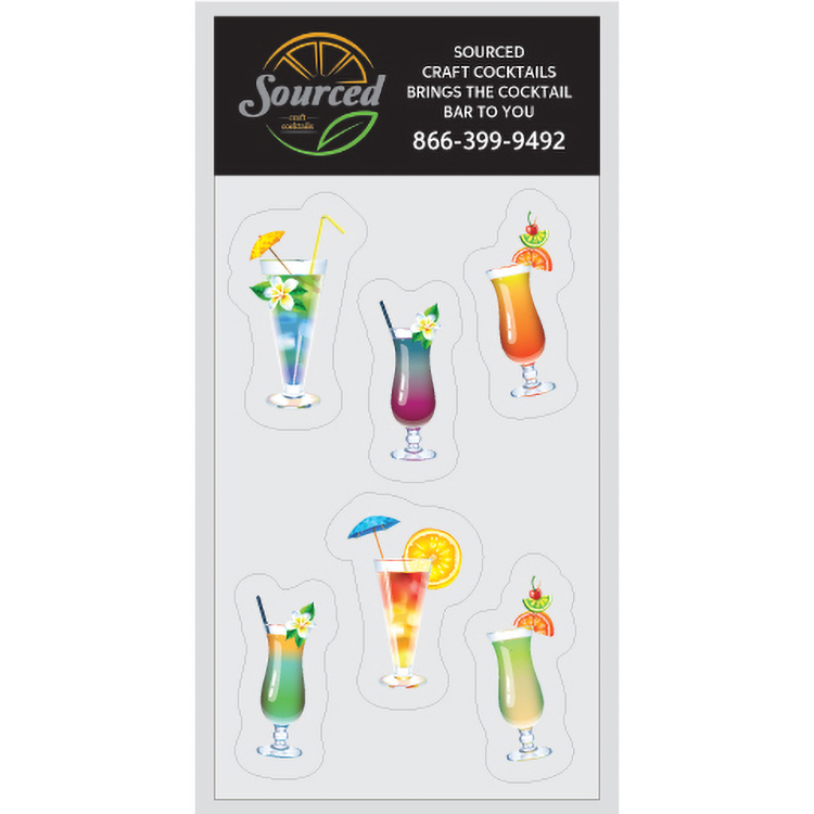 Party Glass Marker Combo Kit up to 6 Custom Shapes. Full Colour imprint on reusable clear static 2