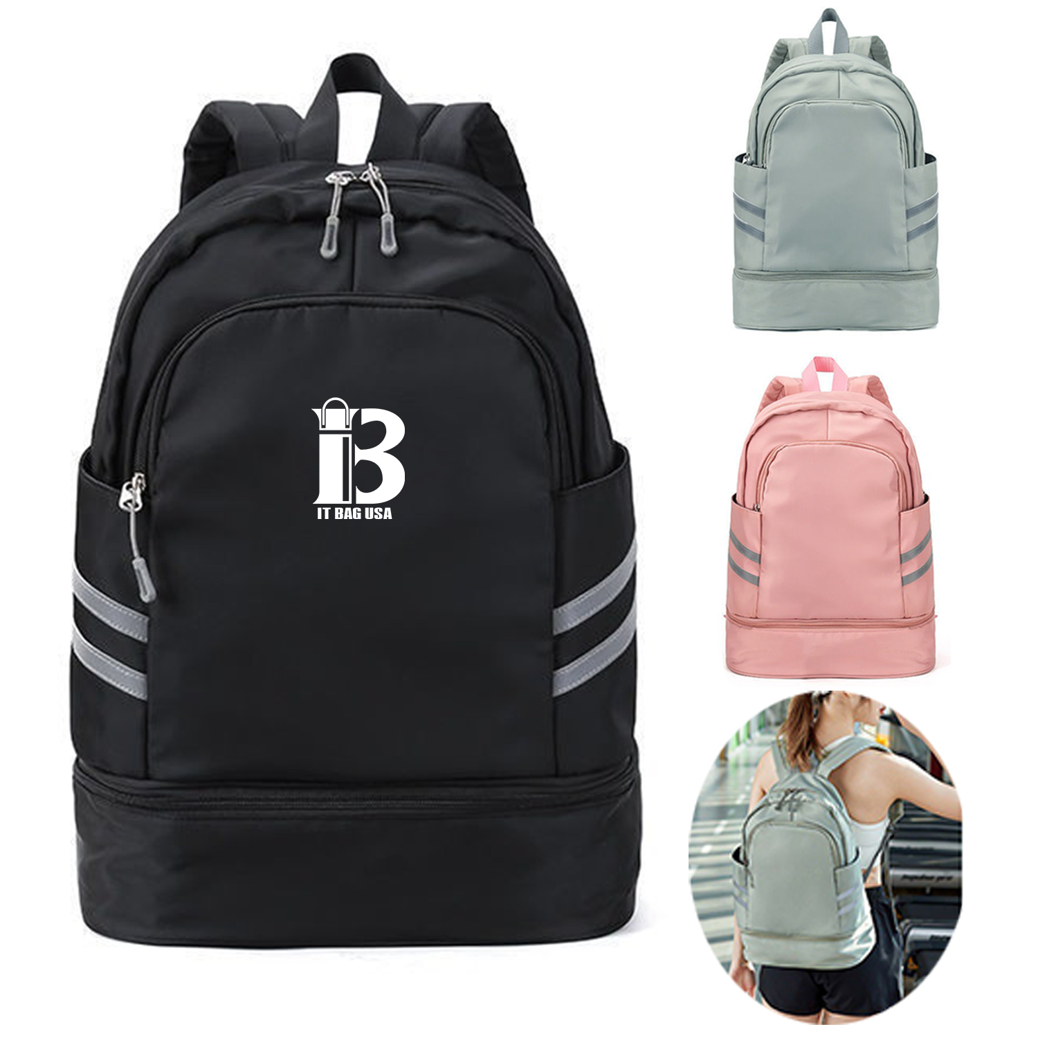 Gym Bag For Women Waterproof Backpack With Shoe Compartment 2