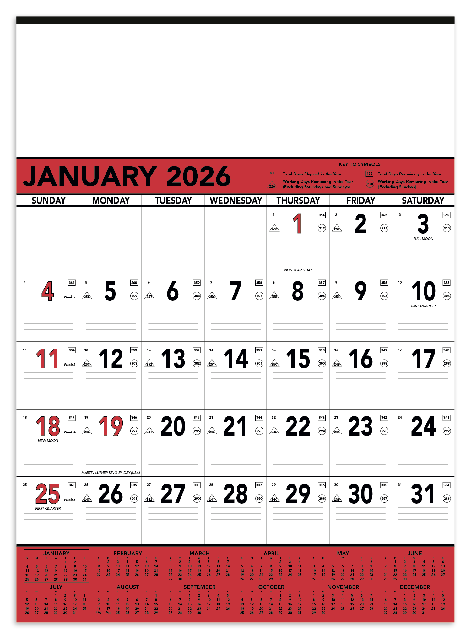 Triumph® Calendars Red & Black Contractor Memo Calendar 11