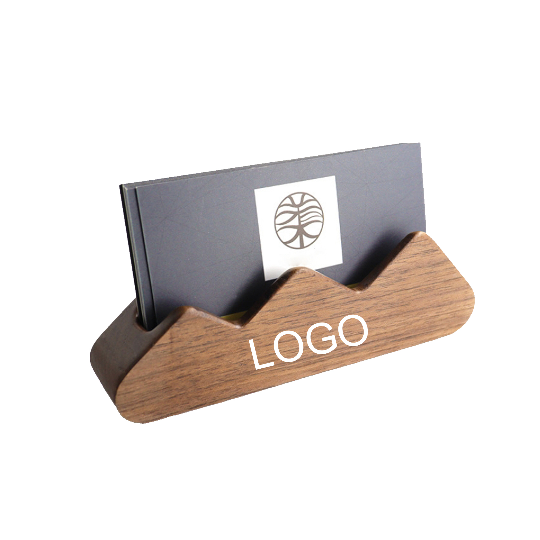 Wooden Mountain Peak Business Card Holder 2