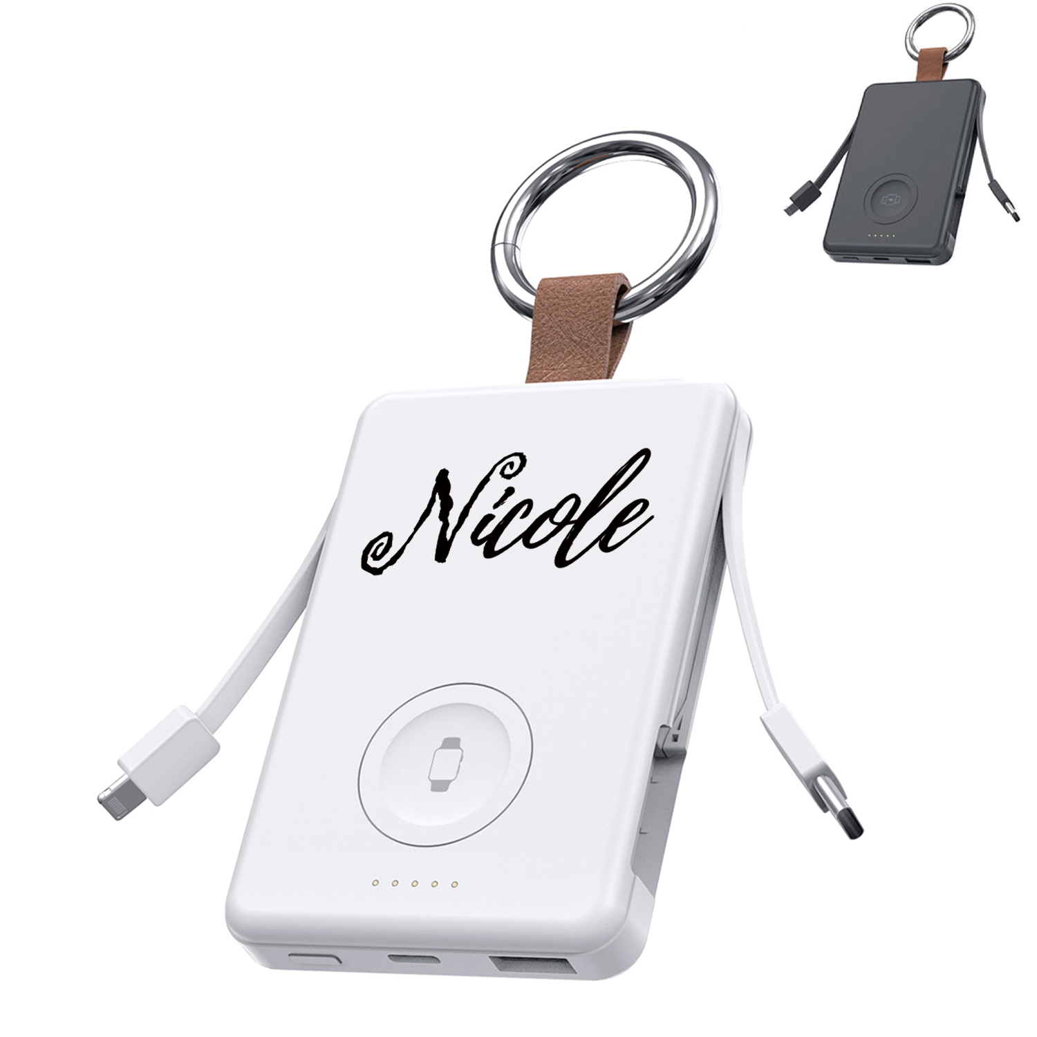 5000Mah Fast Charging Power Bank With Built-In Data Cable