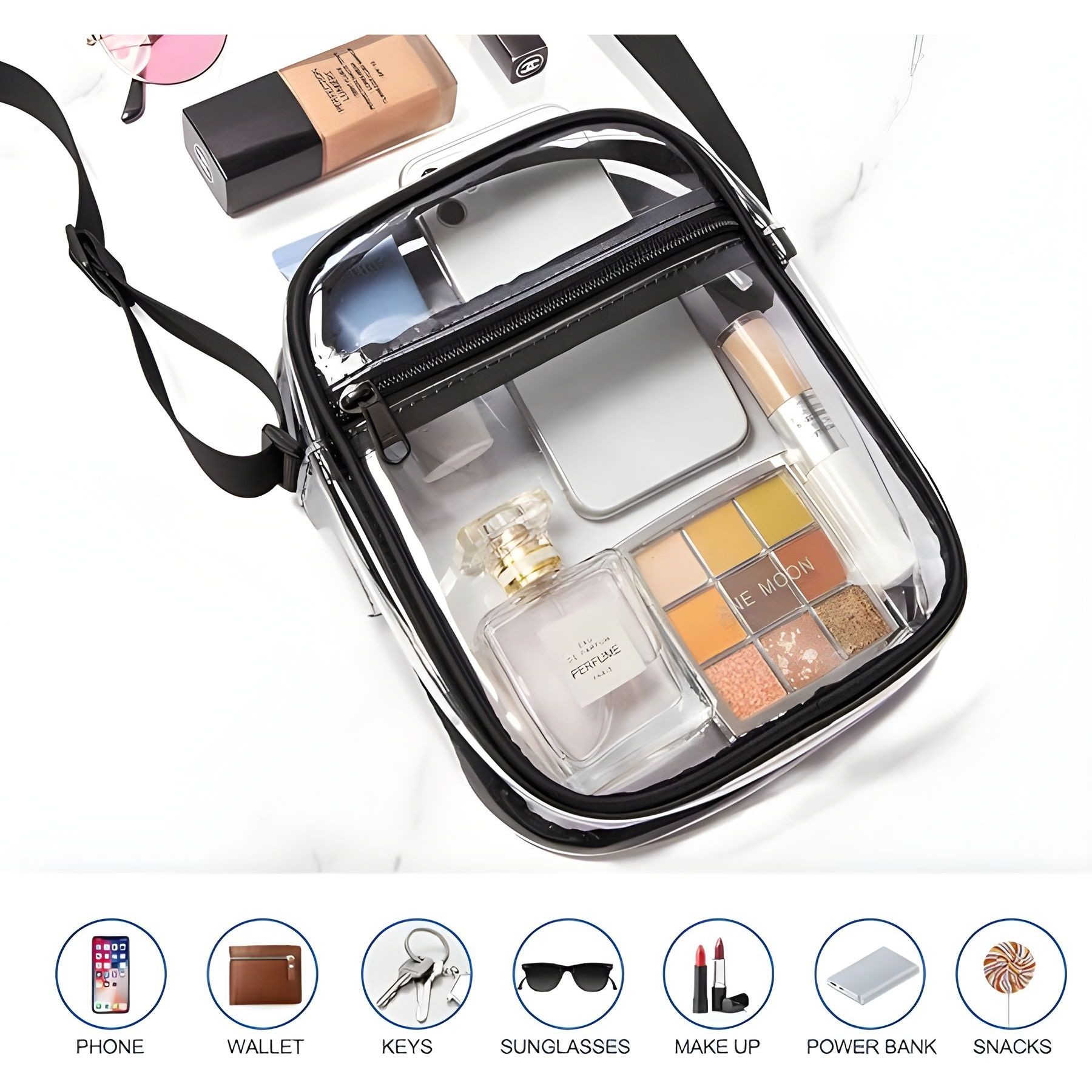 Big Size Stadium Approved Transparent Pvc Cross Body Bag 8