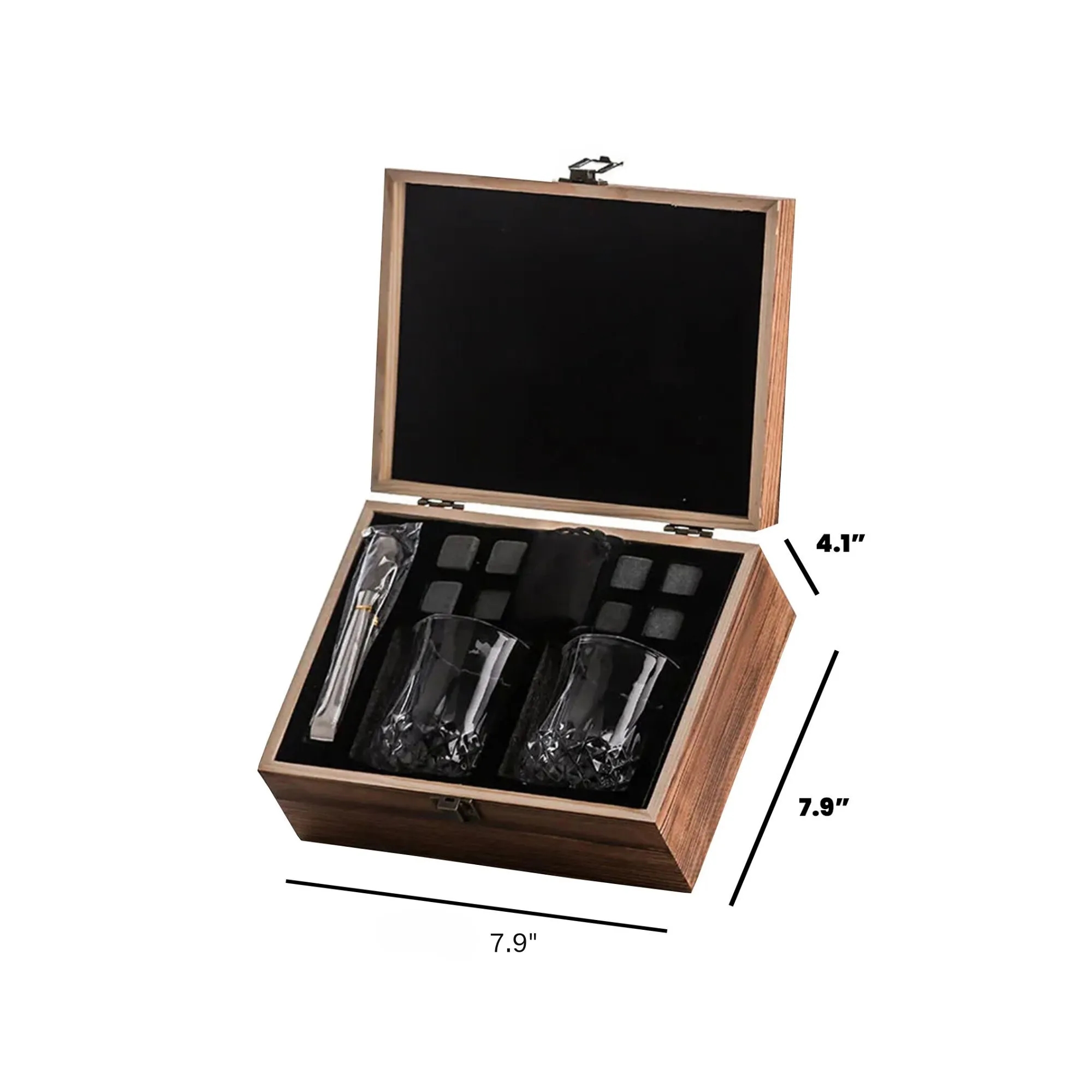 Whiskey Glass and Ice Stone Set 6