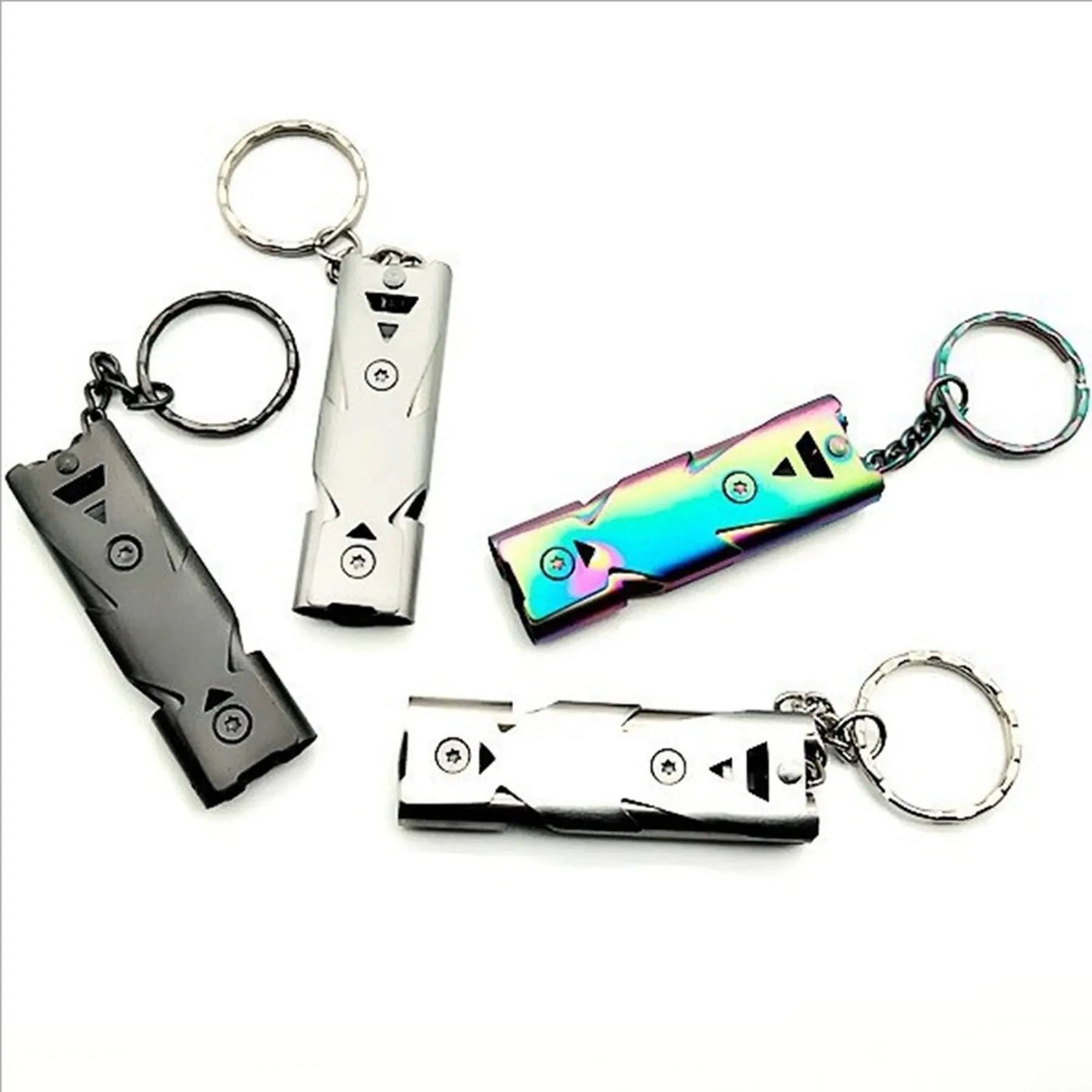 Metal Double Pipe Emergency Survival Self Defense Whistle 9