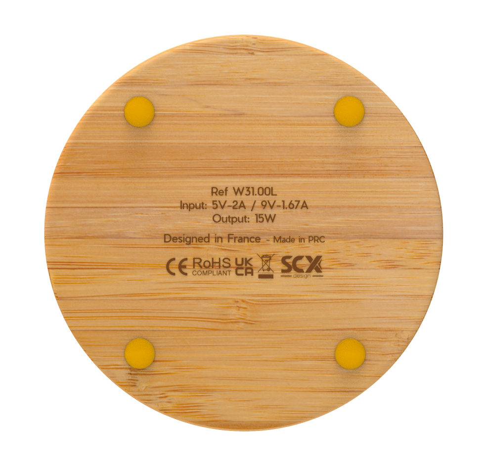 SCX Innovative Design™ Full-Color Bamboo 15W Wireless Charger 18