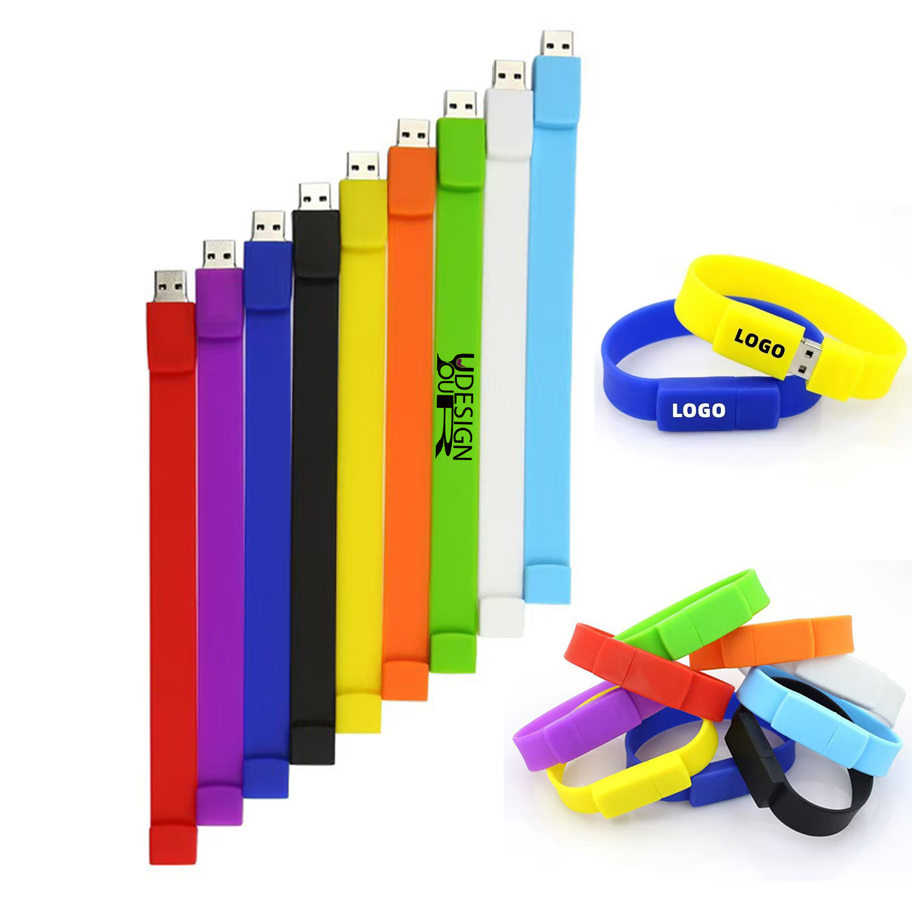 Wristband USB Flash Drives w/ Custom Logo 4GB 1