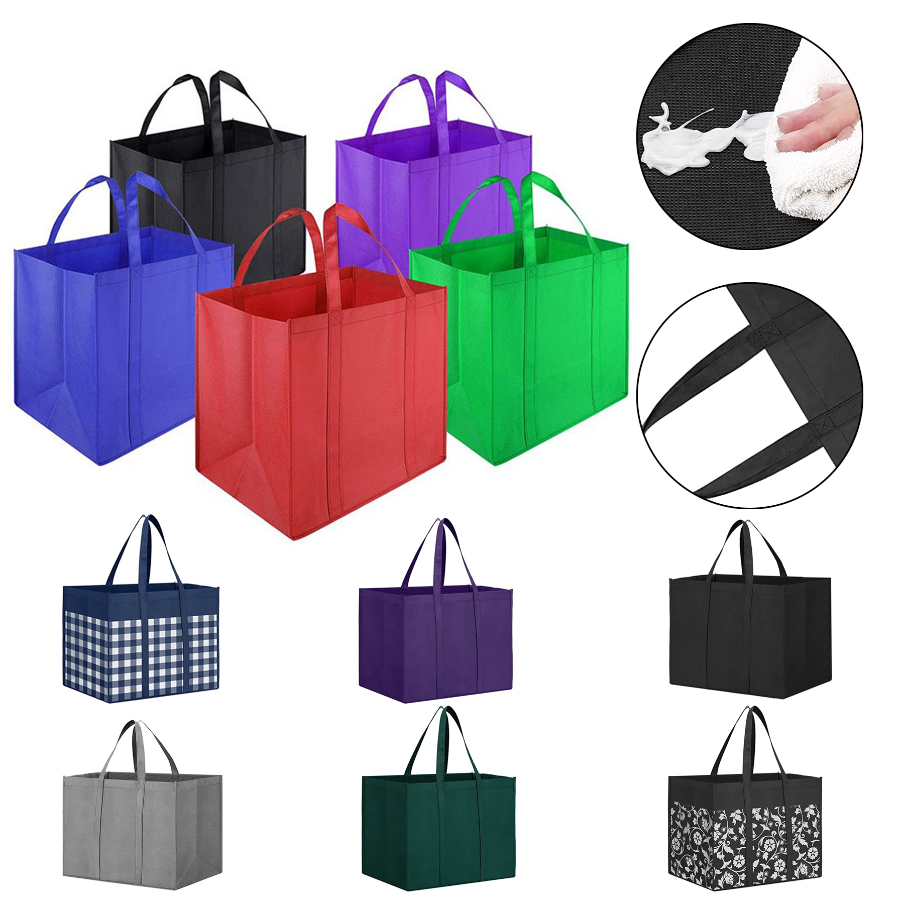Non-Woven Reusable Reinforced Handle Grocery Bags 2