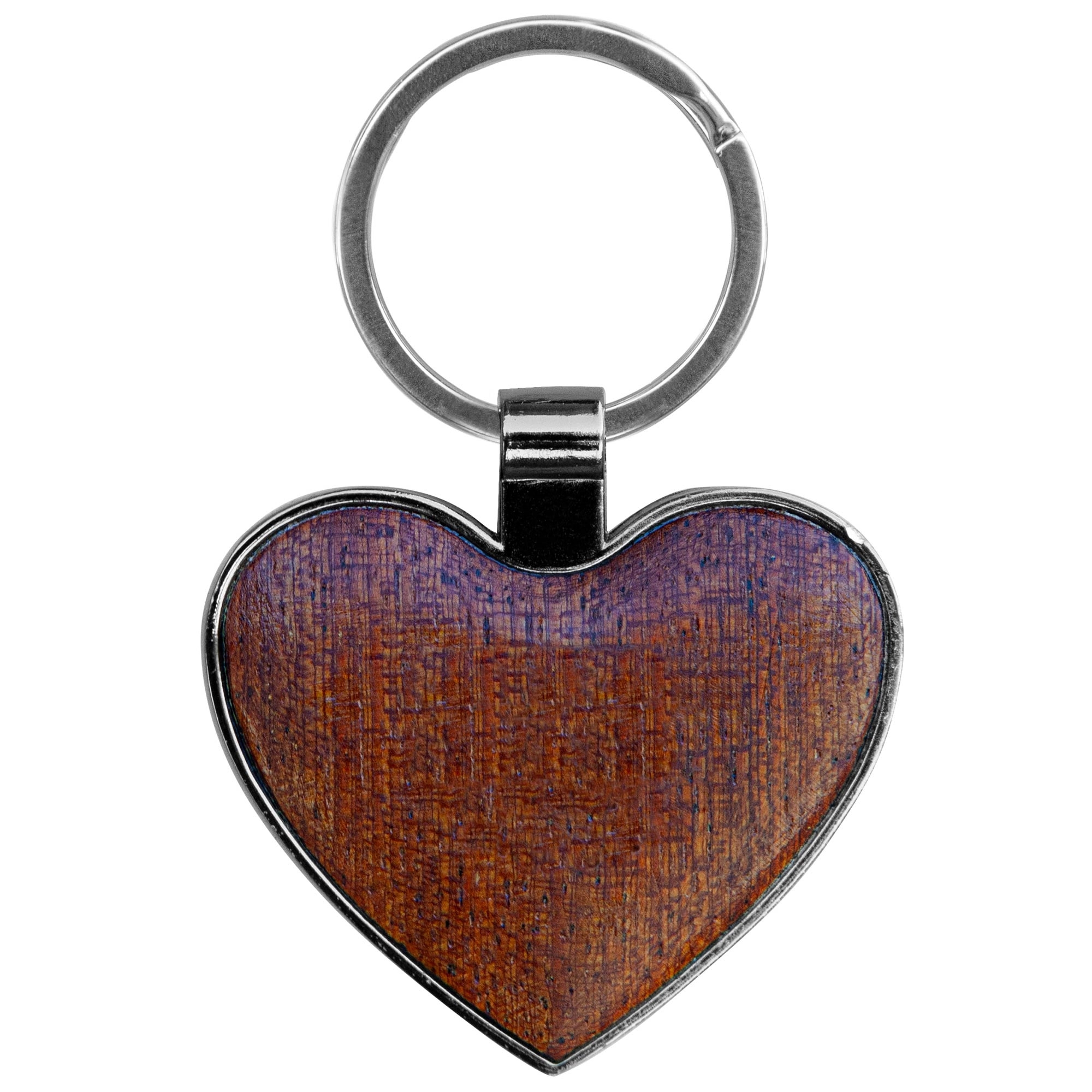 Heart-Shaped Beveled Wood Gunmetal Key Chain 5