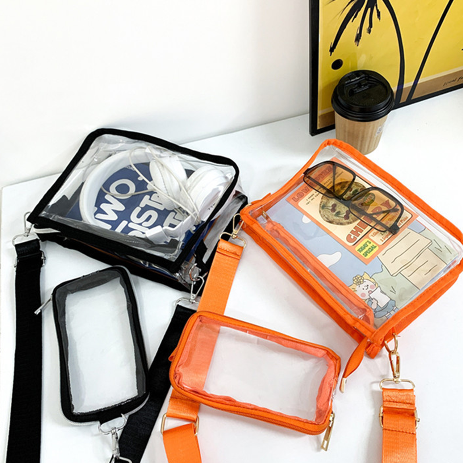 Clear PVC Shoulder Bag Purse Crossbody w/ Phone Case 6
