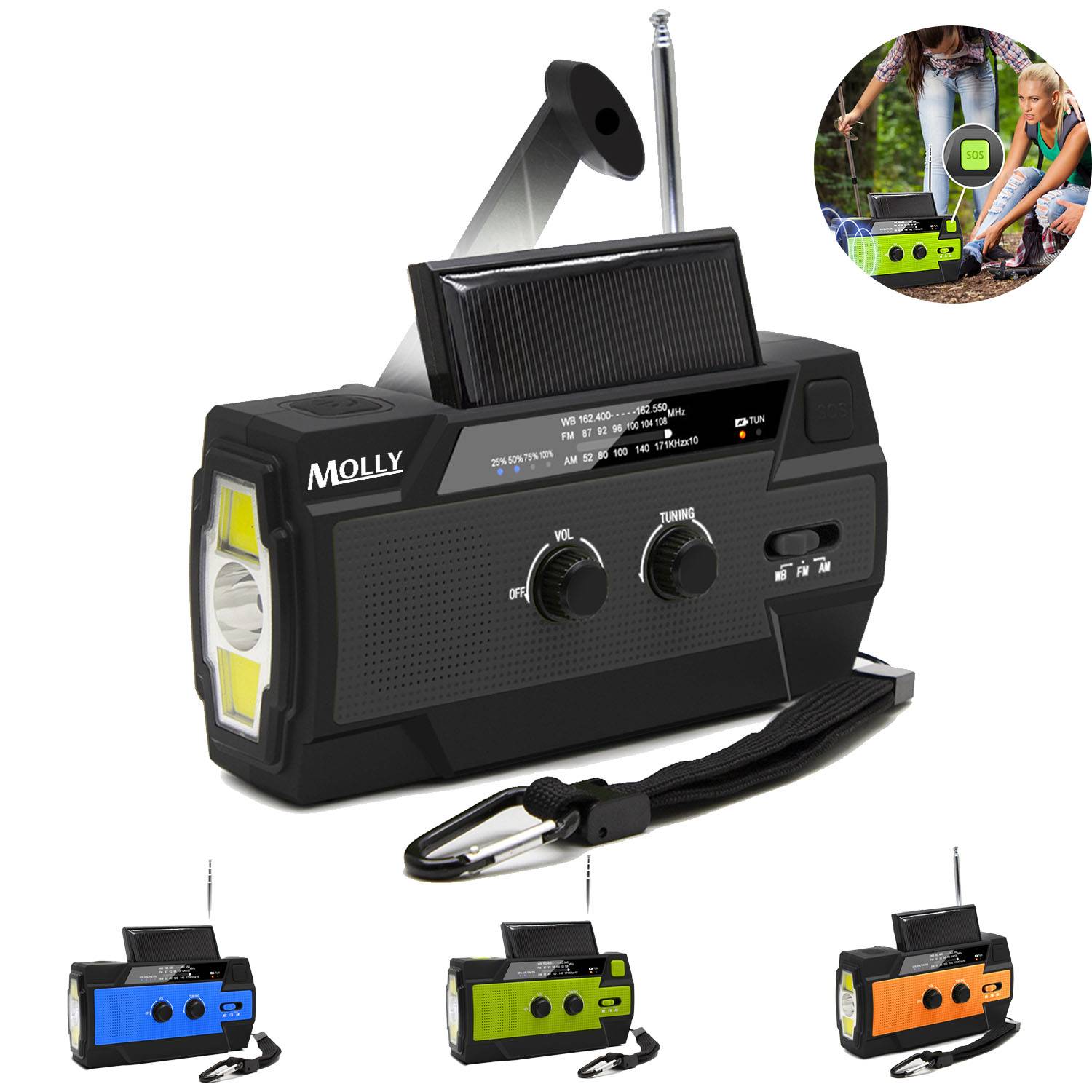 Emergency Weather Radio & Hand Crank Flashlight Solar 1