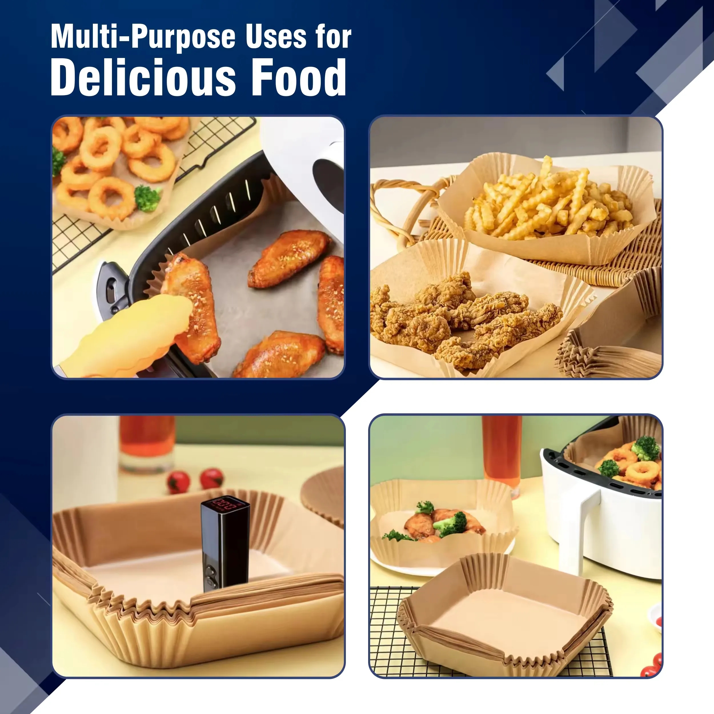 7.9" Square Air Fryer Disposable Paper Liners 125 Pcs/Box 5