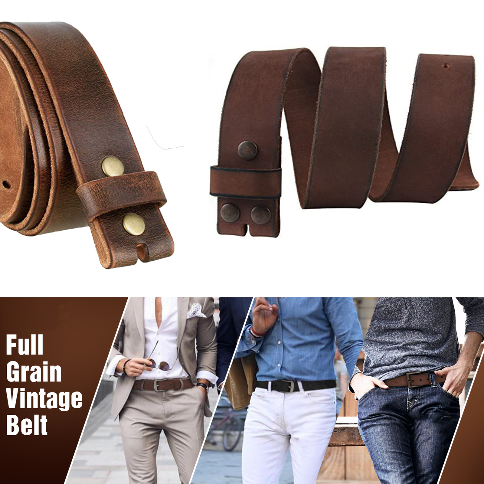 1 1/2" Mens Full Grain Leather Belt