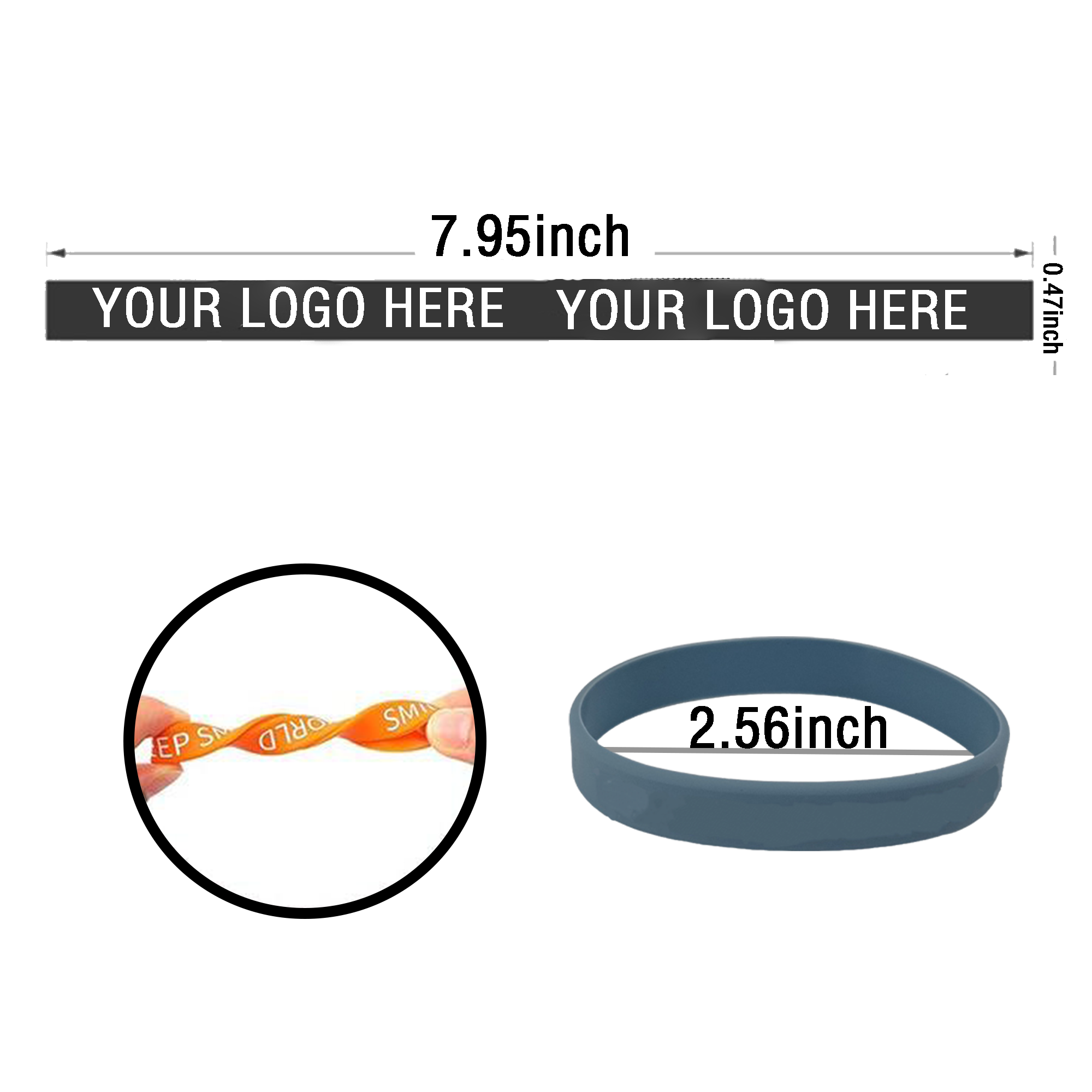 MOQ 20 PCS Personalized Rubber Bracelets 3