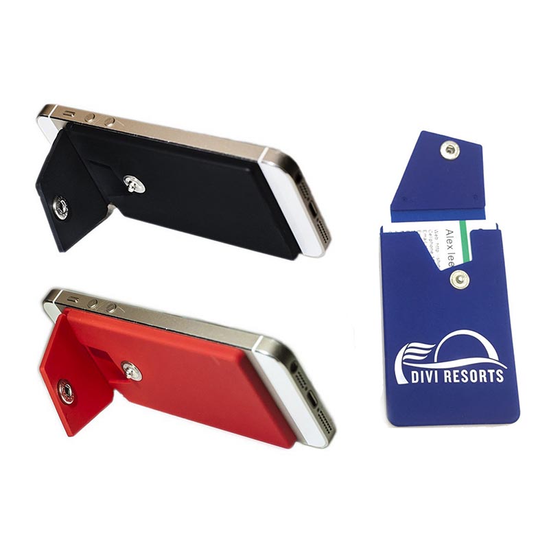 Silicone Phone Wallet Stand with Button Pocket 3