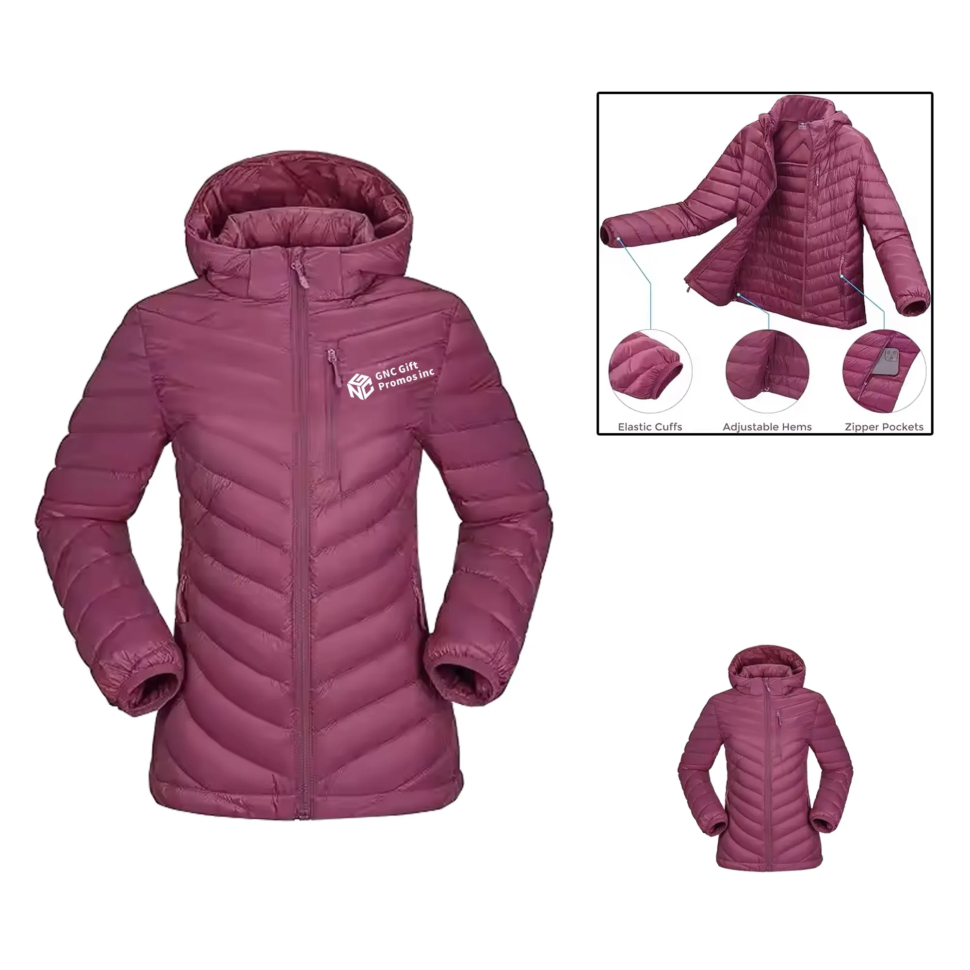Foldable Lightweight Down Jacket with Detachable Hood 1